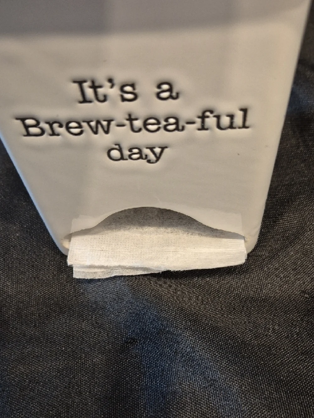 Mud Pie White Ceramic Tea Bag Caddy with Glass Knob 